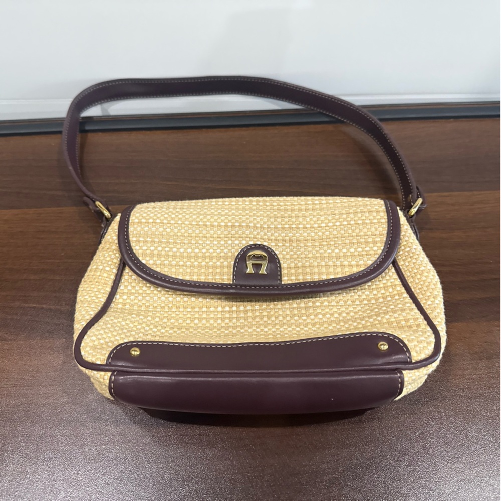 Etienne Aigner Cream and Brown Shoulder Bag